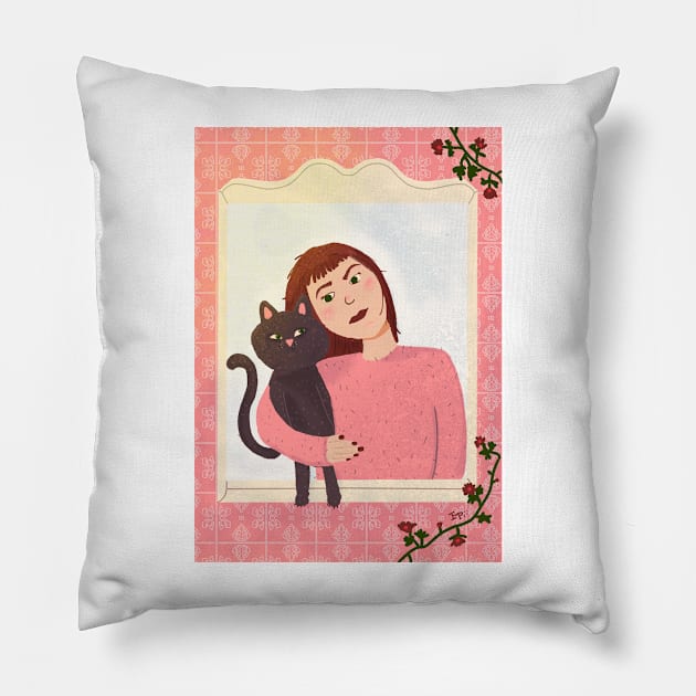 Paw Pals: a Girl and her Cat Pillow by Ipoole