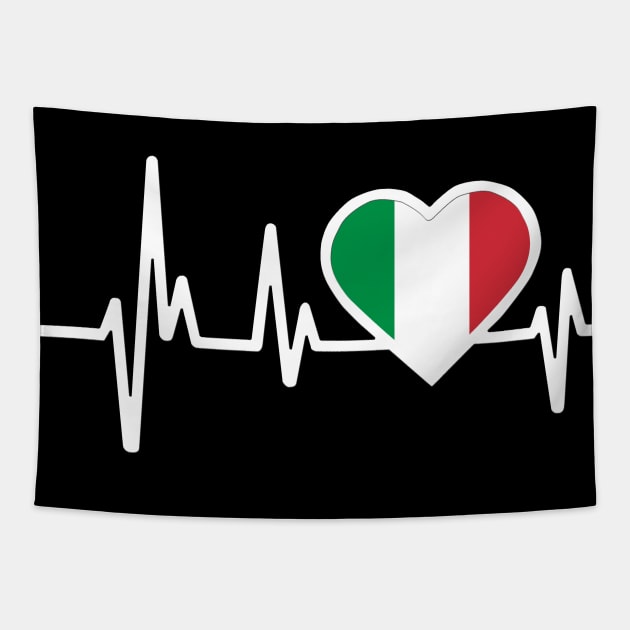 Italy Heartbeat Flag Tapestry by Dojaja