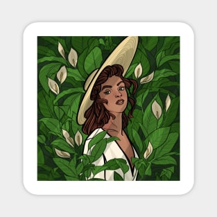 among the peace lilies Magnet