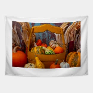 Yellow Bucket With Autumn Harvest Tapestry