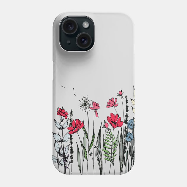 Watercolor Wild Flowers Phone Case by madmonkey