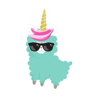 Unicorn Llama, Green Llama, Llama With Sunglasses T-Shirt