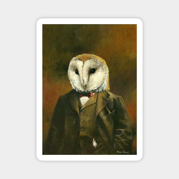 Vintage Owl Man Magnet by mictomart