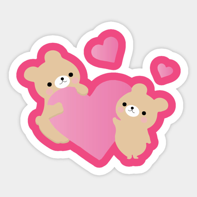 kawaii brown bears hearts