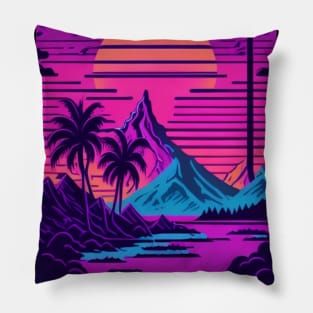 Synthwave Serenade - Captivating Vaporwave Melodies Pillow