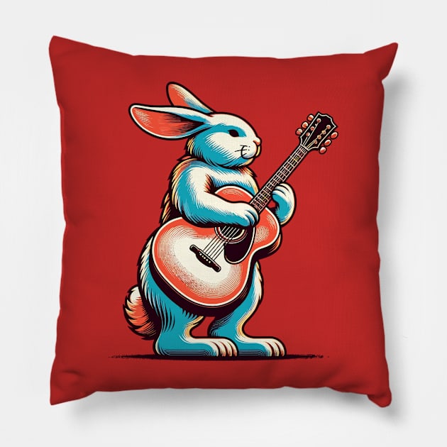 Guitarist rabbit Pillow by Art_Boys