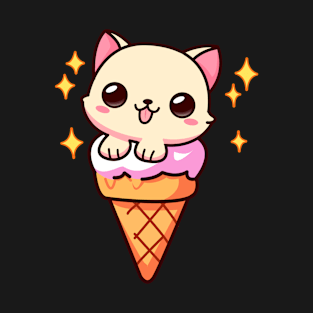 Copy of Cute Kitten In An Ice Cream Pattern T-Shirt