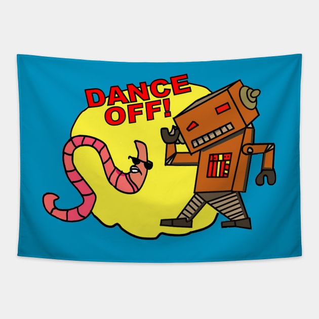 Robot vs. Worm Tapestry by theo