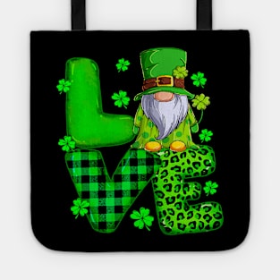 Happy St Patricks Day Love Gnome Shamrock For Men Women Tote