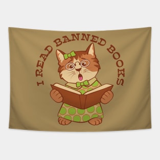 I Read Banned Books Kitten Tapestry