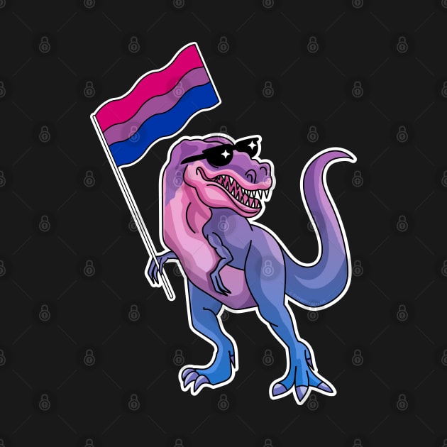 Bisexual Dinosaur Bi Pride LGBTQ TRex Waving Bixexual Flag by OrangeMonkeyArt