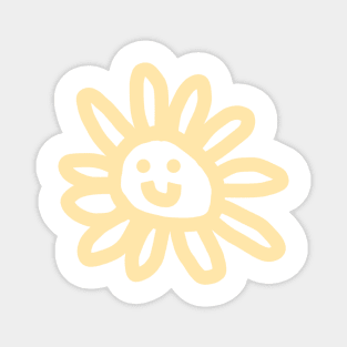 Orange Daisy Flower Smiley Face Magnet