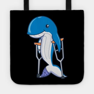 On crutches - cartoon whale Tote