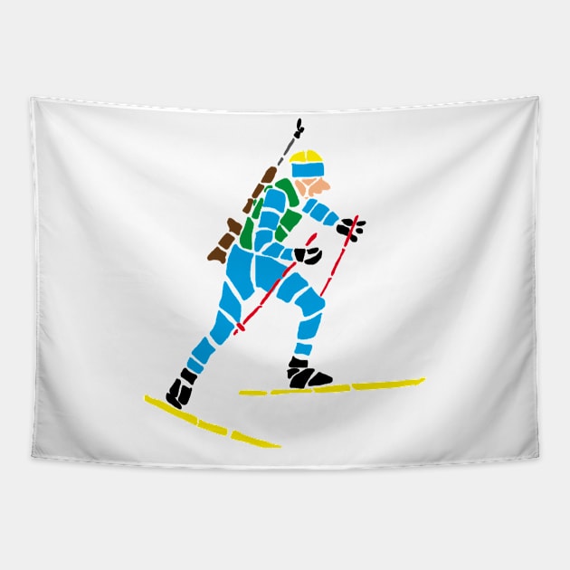 Biathlete running Tapestry by WanipaMerch