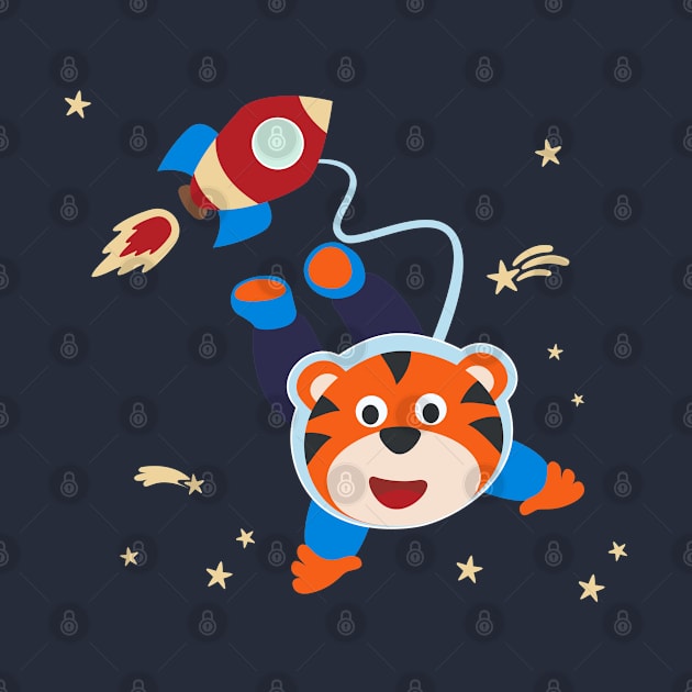 Space tiger or astronaut in a space suit with cartoon style by KIDS APPAREL