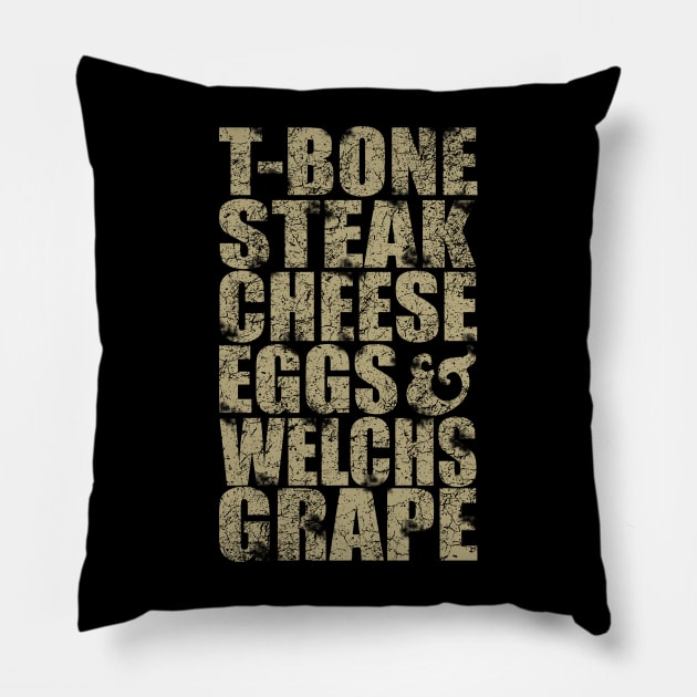 Guest Check - T-Bone Steak, Cheese Eggs, Welch's Grape Pillow by Giftblogee