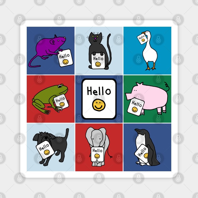 Cute Animals Say Hello Magnet by ellenhenryart