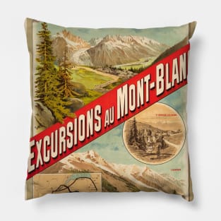 Excursions au Mont-Blanc Vintage Poster 1889 Pillow