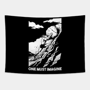 One Must Imagine White Ink Tapestry