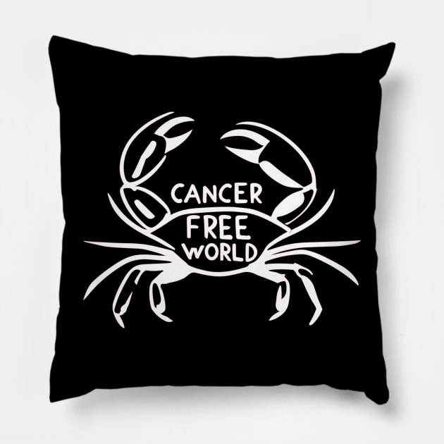 "Cancer-Free World" design Pillow by WEARWORLD