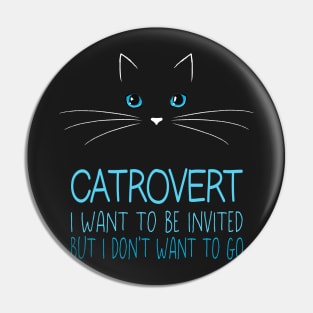 Catrovert Cat Lovers Kitty Face For Introverts Pin