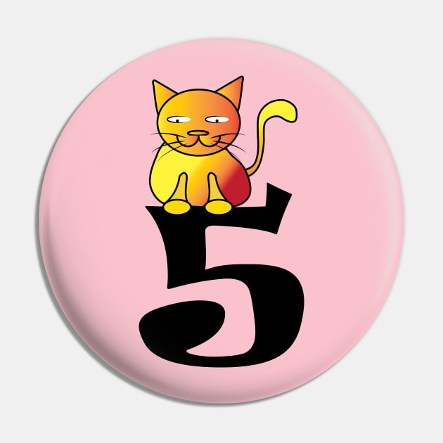 Gift for 5 Year Old Cat 5th Birthday Toddler Kids Girls Pin by ArticArtac