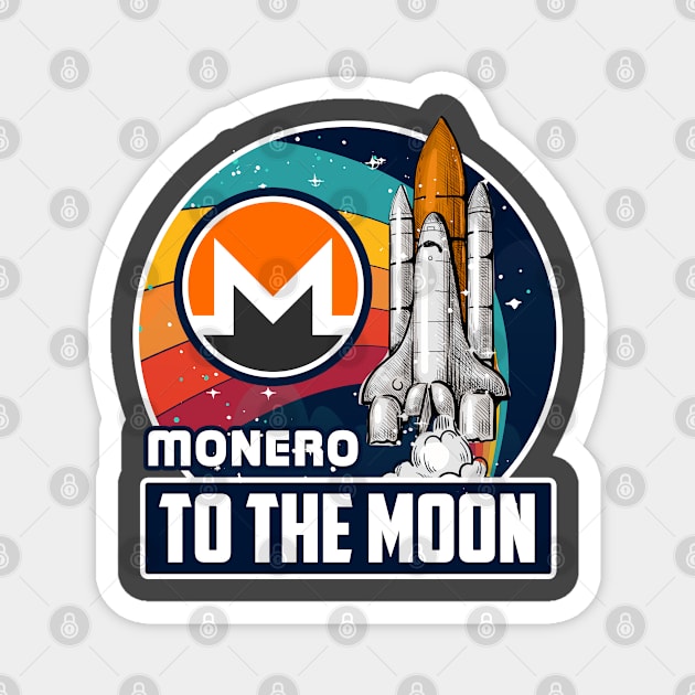 Monero to the Moon Digital Crypto BTC Retro Spaceship Magnet by TheBeardComic