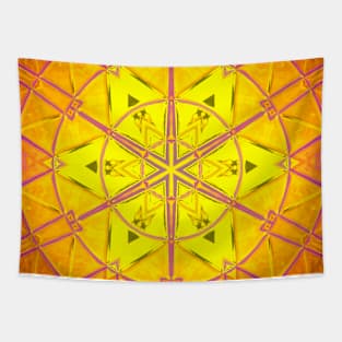 Mosaic Kaleidoscope Flower Yellow Orange and Purple Tapestry