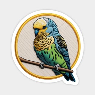 Colorful Budgie Embroidered Patch Magnet