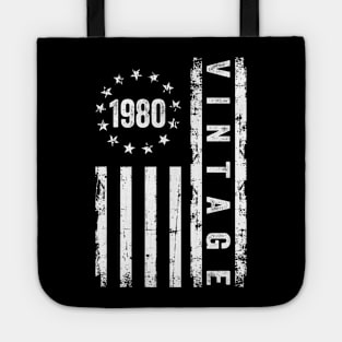 44 Years Old Gifts Vintage 1980 American Flag 44th Birthday Tote