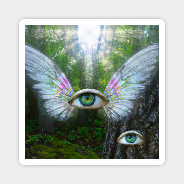 Dreamcore Eyes, Weirdcore Background - Houses with eyeballs with wings  flying