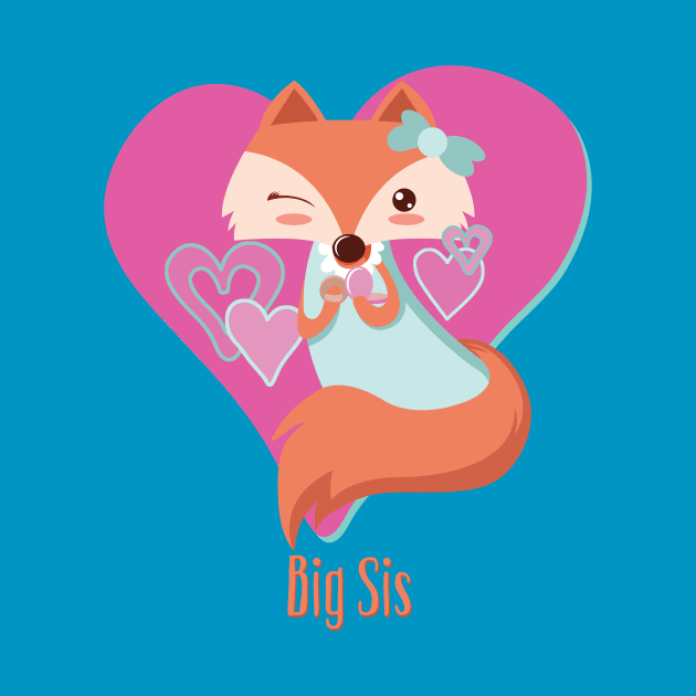 Kids Big Sis Older sister Little Girl Fox T Shirt by LittleBean