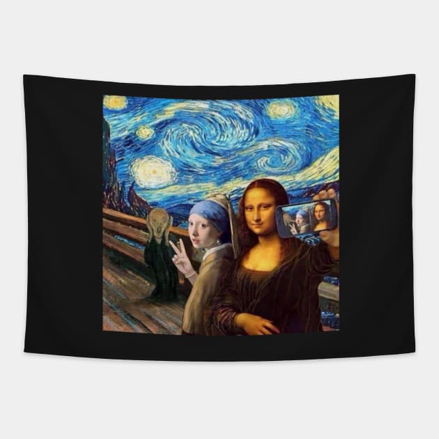 Girl with a pearl earing taking selfie Tapestry by starnish