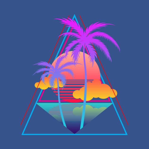 Discover Retro 1980s 1990s Vaporwave Palm Trees Sunset Beach Surf Art - Vaporwave - T-Shirt