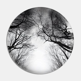 Whispering Trees Silhouette in Mist Pin