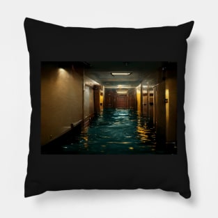 Hotel Hallway Flooded With Water /  Art Styles Different Pillow