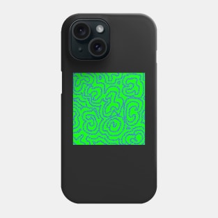 Textured Blue Doodle on Lime Green Abstract Phone Case