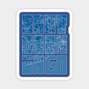 Santo Domingo, Dominican Republic Map Typography - Blueprint Magnet