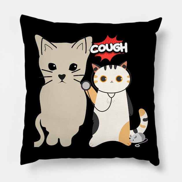 cat coughing Pillow by ahlama87