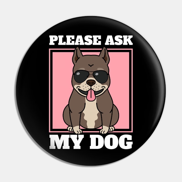 Cool Pitbull Dog With Sunglasses Funny Pet Pin by auviba-design