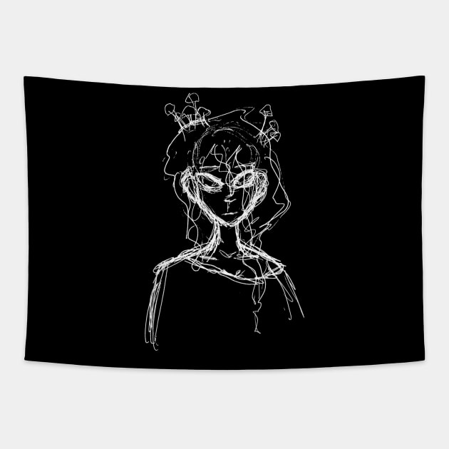 Swamp Girl - White Outline Tapestry by JWC