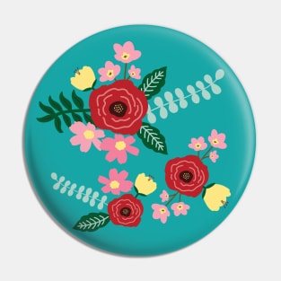 Aromatic rose floral garden - teal Pin