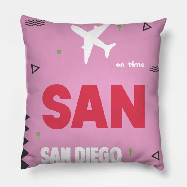 SAN San Diego airport Pillow by Woohoo