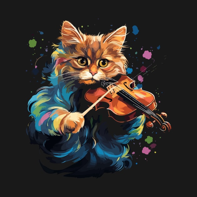 Somali Cat Playing Violin by JH Mart