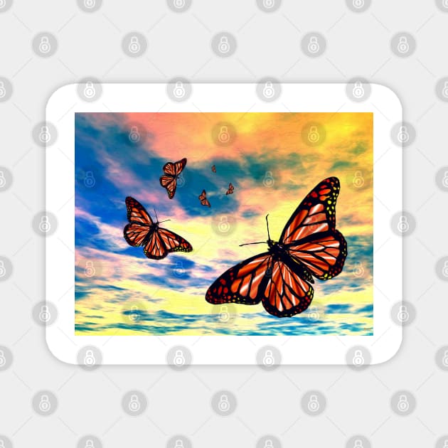 Flying Monarch Butterflies Magnet by danieljanda