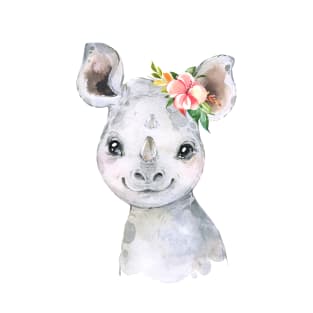 Cutest Rhino Design with flower T-Shirt