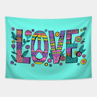 Love Quote Designer Floral Positive Inspiration Quote Tapestry