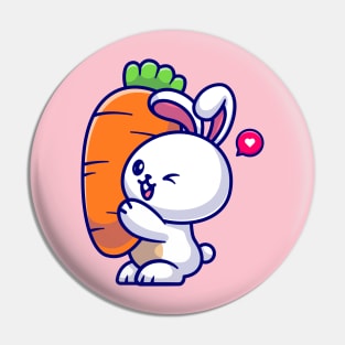 Cute Rabbit Holding Carrot Cartoon Pin