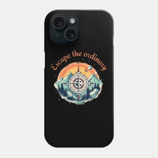 Hiking Inspired Compass and Mountain Landscape Phone Case