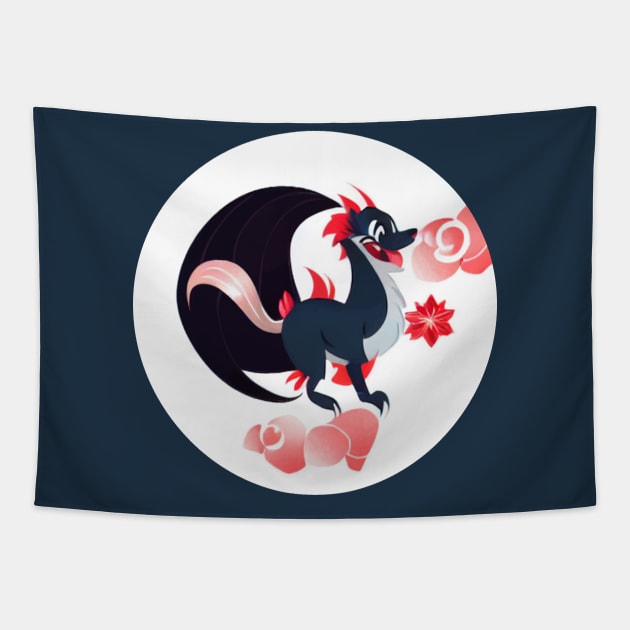 Red Moon Dragon Tapestry by moonister